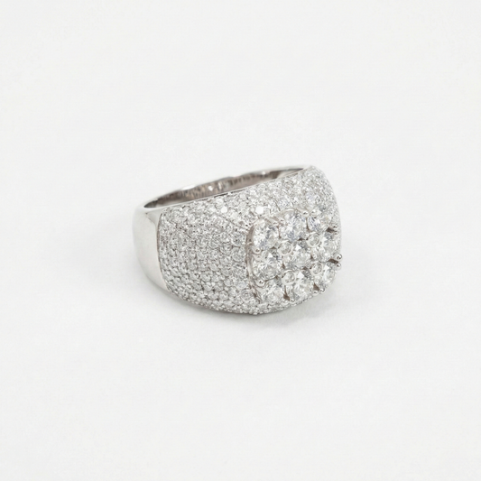 Iced Out 5.24CT Moissanite Cushion Cluster Ring in Premium Sterling Silver