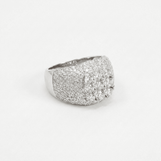 Iced Out 5.24CT Moissanite Cushion Cluster Ring in Premium Sterling Silver