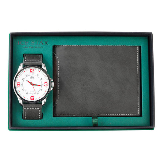 Men's Classic Leather Band Watch and Wallet Gift Set - WWS-9379