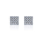 5mm square Moissanite cluster earrings with 0.15ct diamond studs in polished sterling silver.