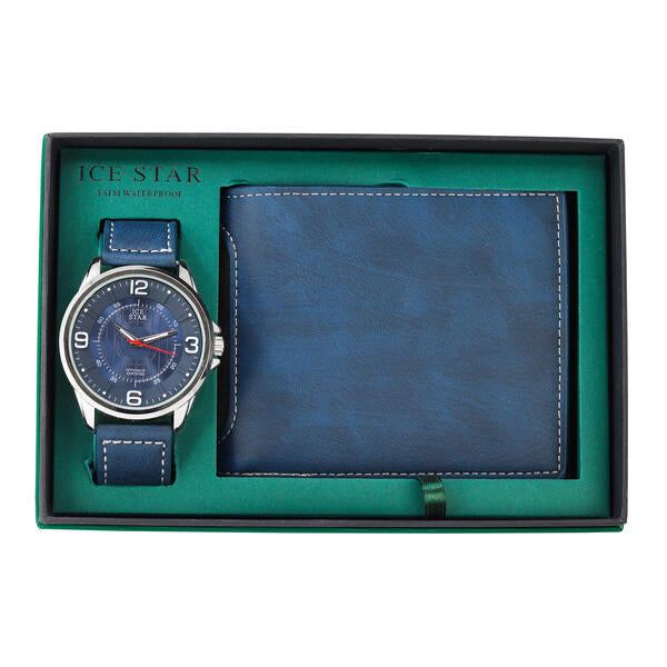 Men's Classic Leather Band Watch and Wallet Gift Set - WWS-9379