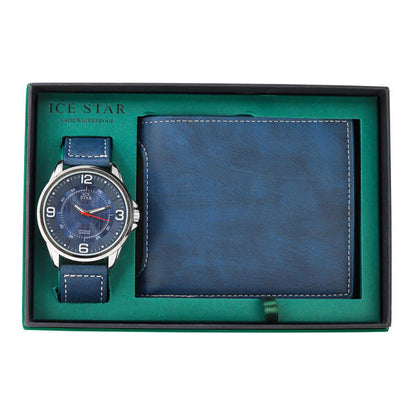 Men's Classic Leather Band Watch and Wallet Gift Set - WWS-9379
