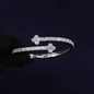 Iced Out 4.32CT Moissanite Baguette Floral Open Cuff Bangle in Premium Sterling Silver