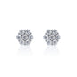 6mm Moissanite cluster earrings with 0.53ct diamond studs in polished sterling silver, front view.