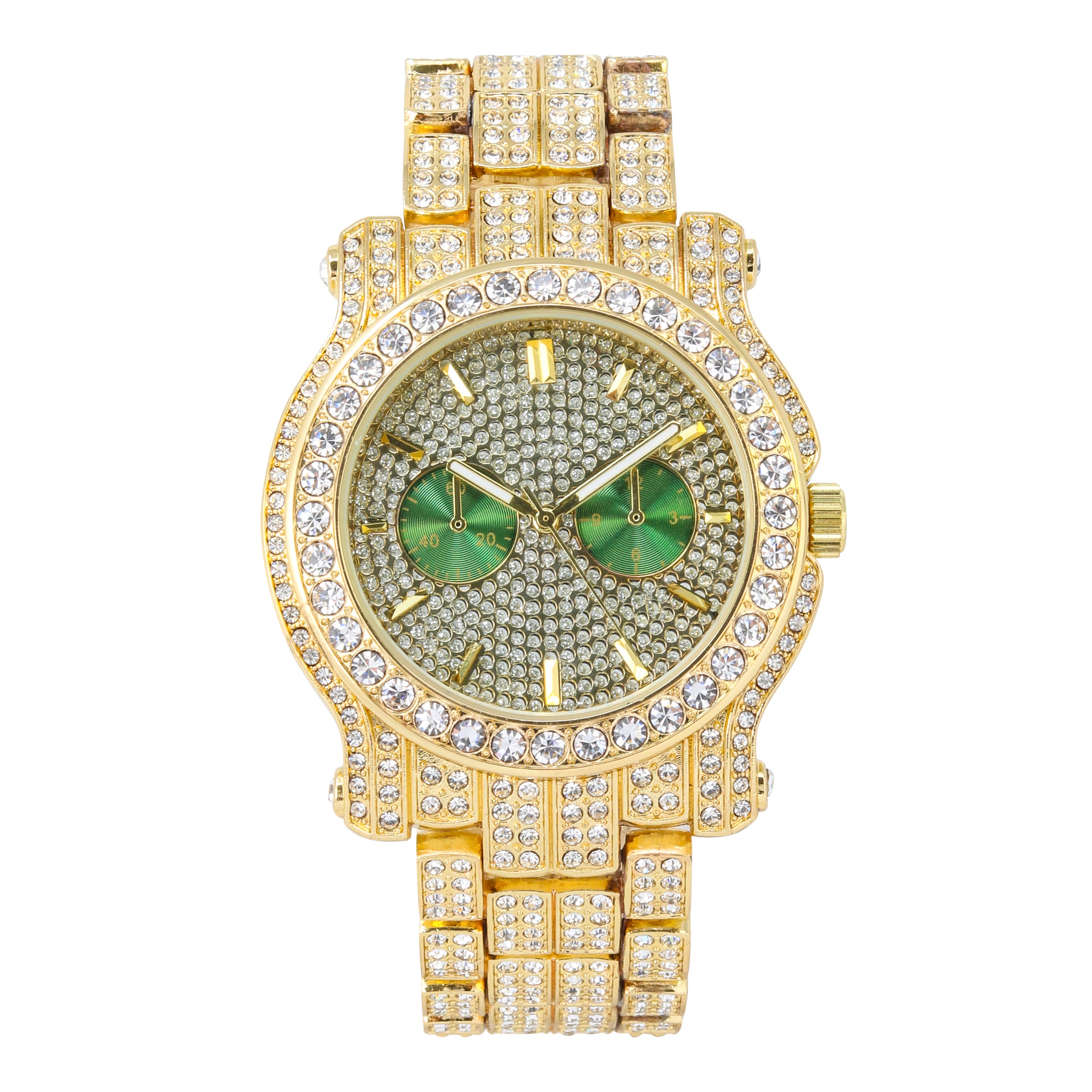 Men's Round Iced Out Watch 45mm Gold