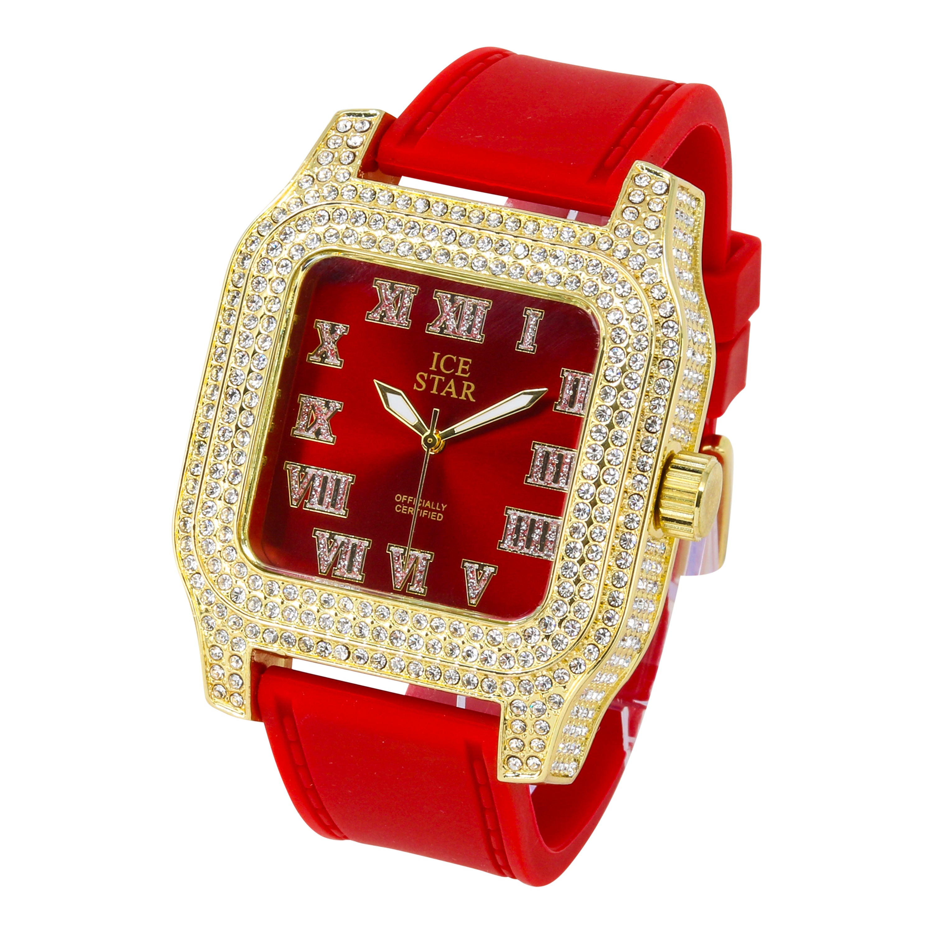 Men's Silicone Band Watch 45mm Gold - Square Dial