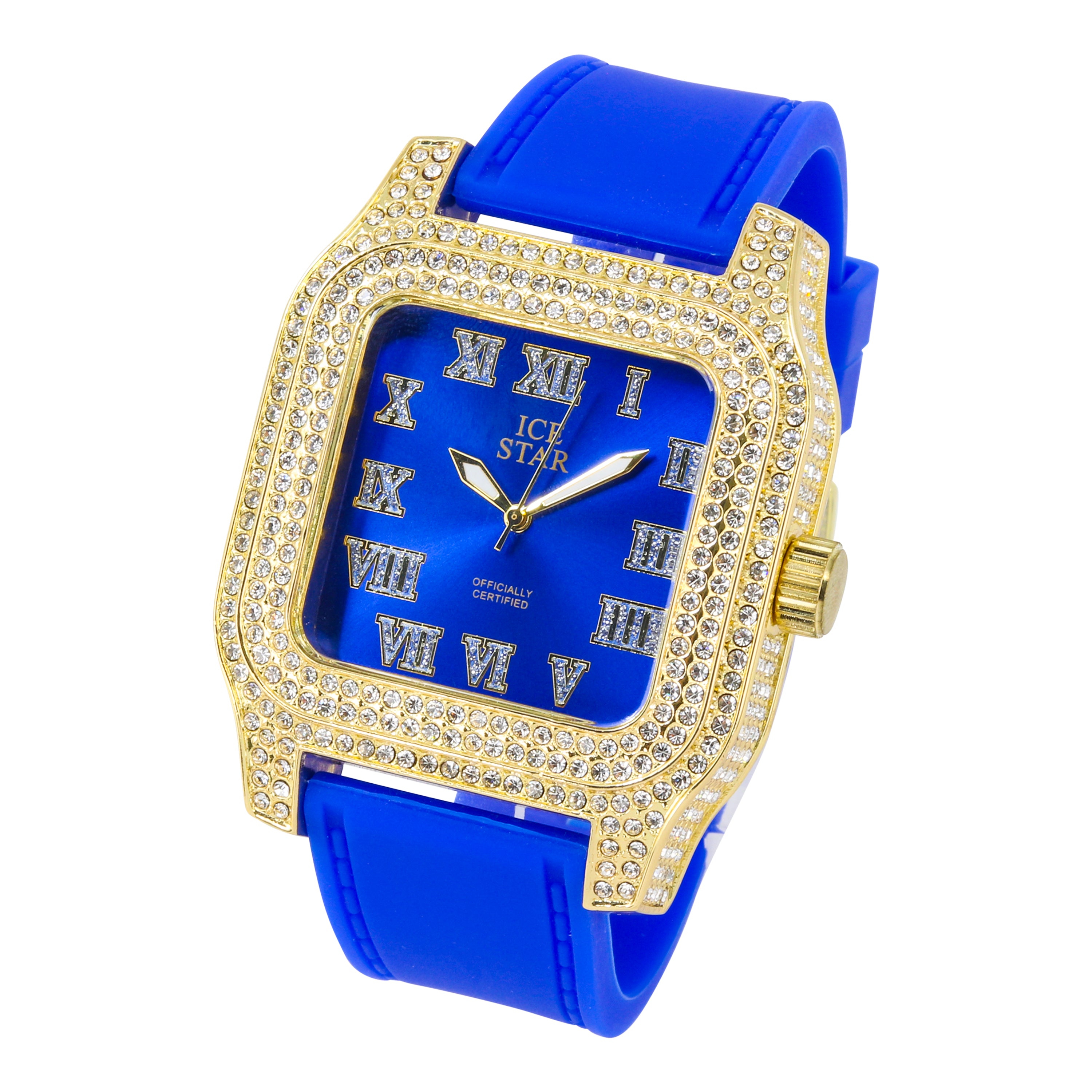 Men's Silicone Band Watch 45mm Gold - Square Dial