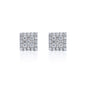 7mm moissanite cluster earrings with 0.37ct diamond studs in sterling silver square design.