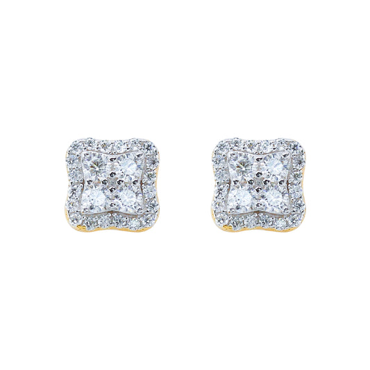 7mm moissanite cluster earrings in sterling silver with cushion-shaped diamond halo design.