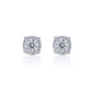 Front view of 7mm round moissanite cluster earrings with 1.32ct diamonds set in sterling silver.