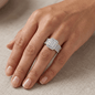 Iced Out 1.24CT Moissanite Rectangular Cluster Ring in Premium Sterling Silver