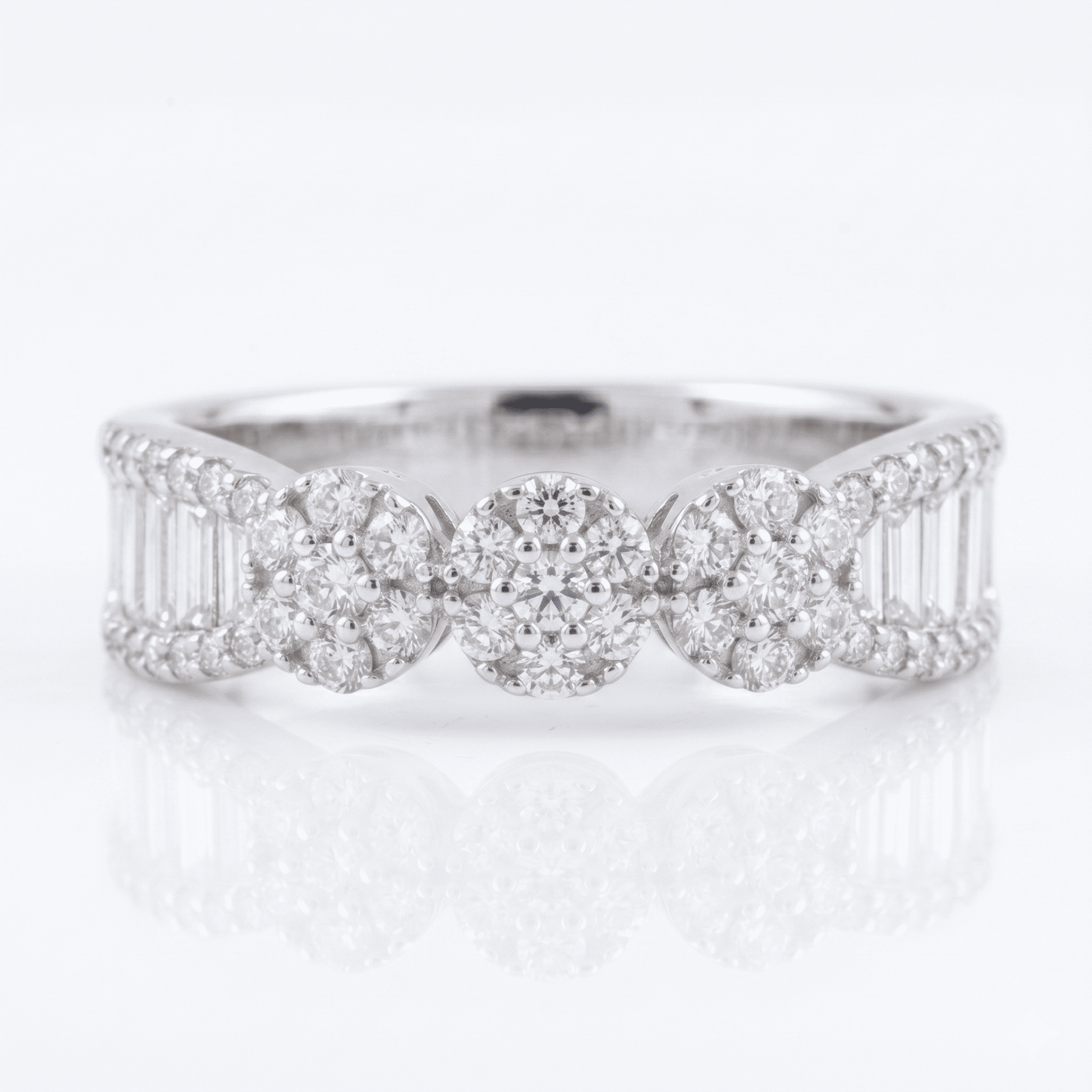 Iced Out 0.96CT Moissanite Cluster Band Ring in Premium Sterling Silver