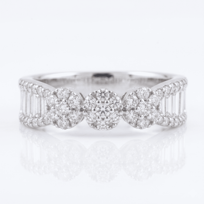 Iced Out 0.96CT Moissanite Cluster Band Ring in Premium Sterling Silver
