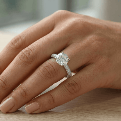 Iced Out 2.55ct Moissanite Round Solitaire Ring in Premium Sterling Silver