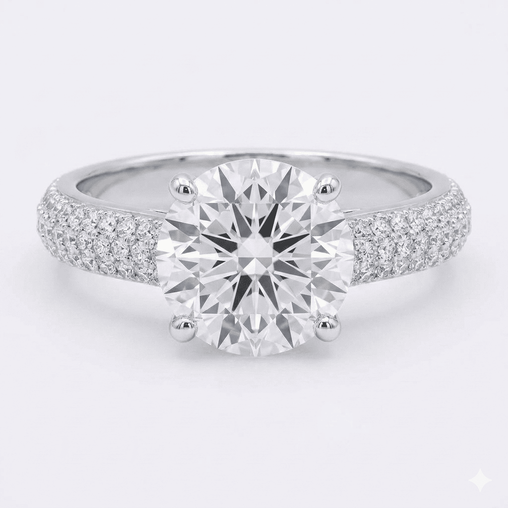 Iced Out 2.55ct Moissanite Round Solitaire Ring in Premium Sterling Silver