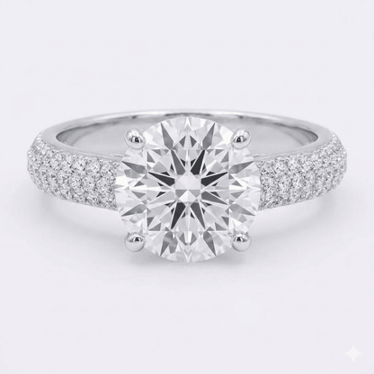 Iced Out 2.55ct Moissanite Round Solitaire Ring in Premium Sterling Silver