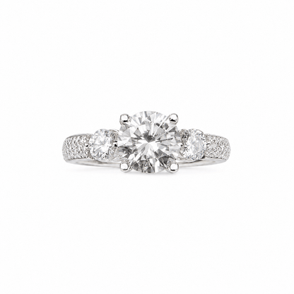 Iced Out 2.96ct Moissanite Round Cut Three Stone Ring in Premium Sterling Silver