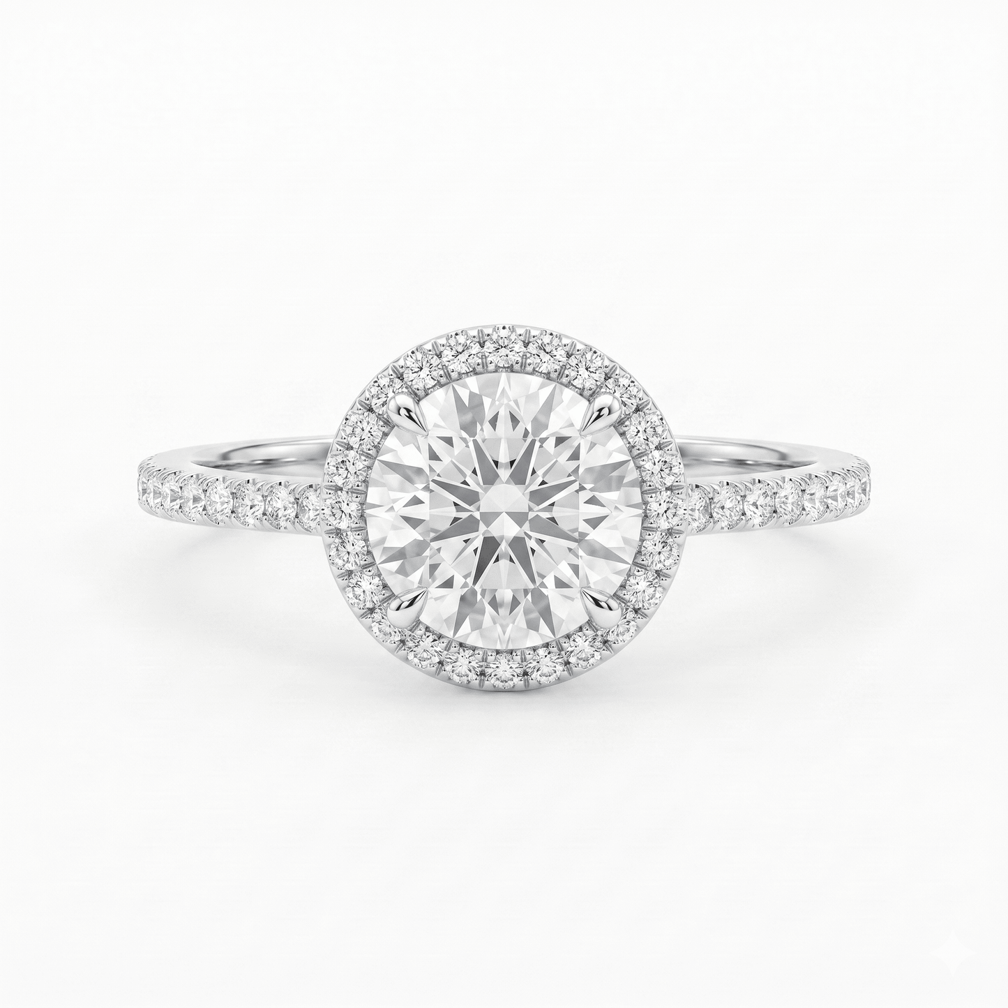 Iced Out 1.02CT Moissanite Round Halo Ring in Premium Sterling Silver