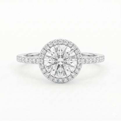Iced Out 1.02CT Moissanite Round Halo Ring in Premium Sterling Silver