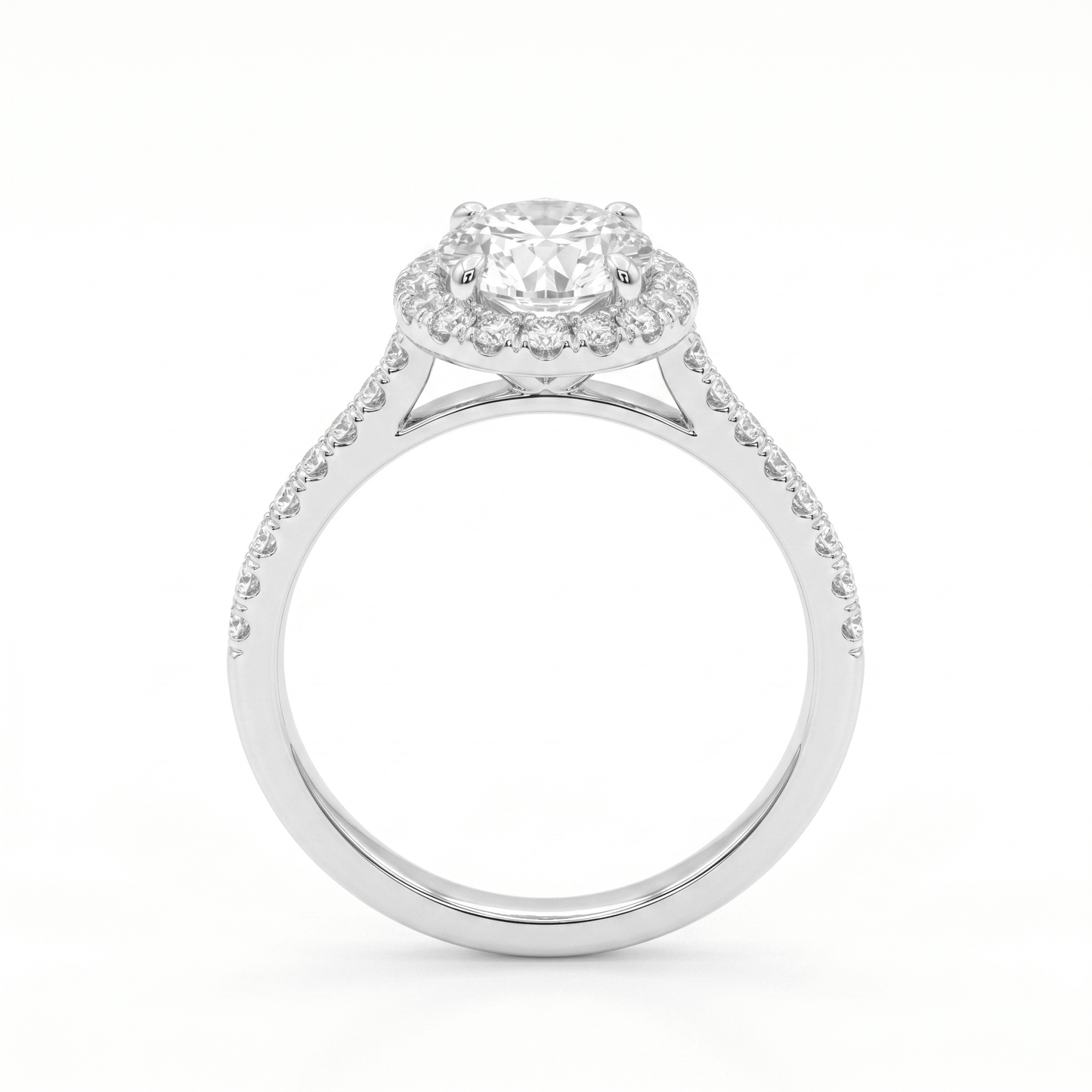 Iced Out 1.02CT Moissanite Round Halo Ring in Premium Sterling Silver
