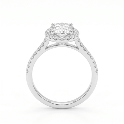 Iced Out 1.02CT Moissanite Round Halo Ring in Premium Sterling Silver
