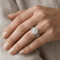 Iced Out 2.57CT Moissanite Round Halo Split Shank Ring in Premium Sterling Silver