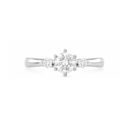 Iced Out 1.02CT Moissanite Round Three Stone Ring in Premium Sterling Silver
