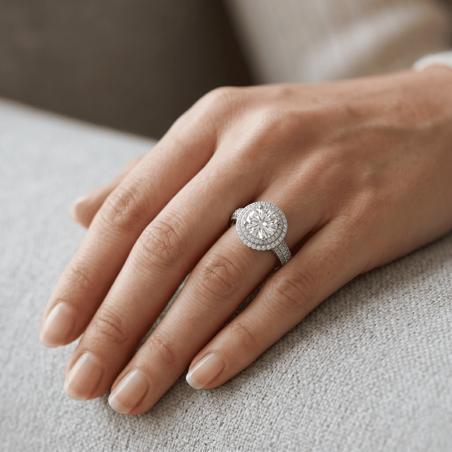 Iced Out 2.16CT Moissanite Round Halo Ring in Premium Sterling Silver