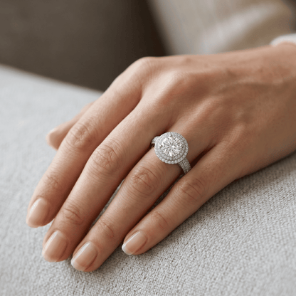Iced Out 2.16CT Moissanite Round Halo Ring in Premium Sterling Silver