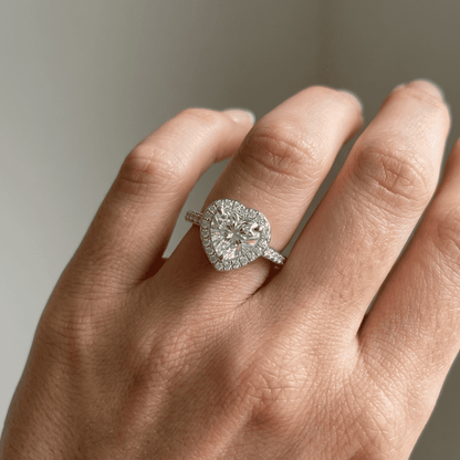 Iced Out 1.52CT Moissanite Heart Halo Ring in Premium Sterling Silver