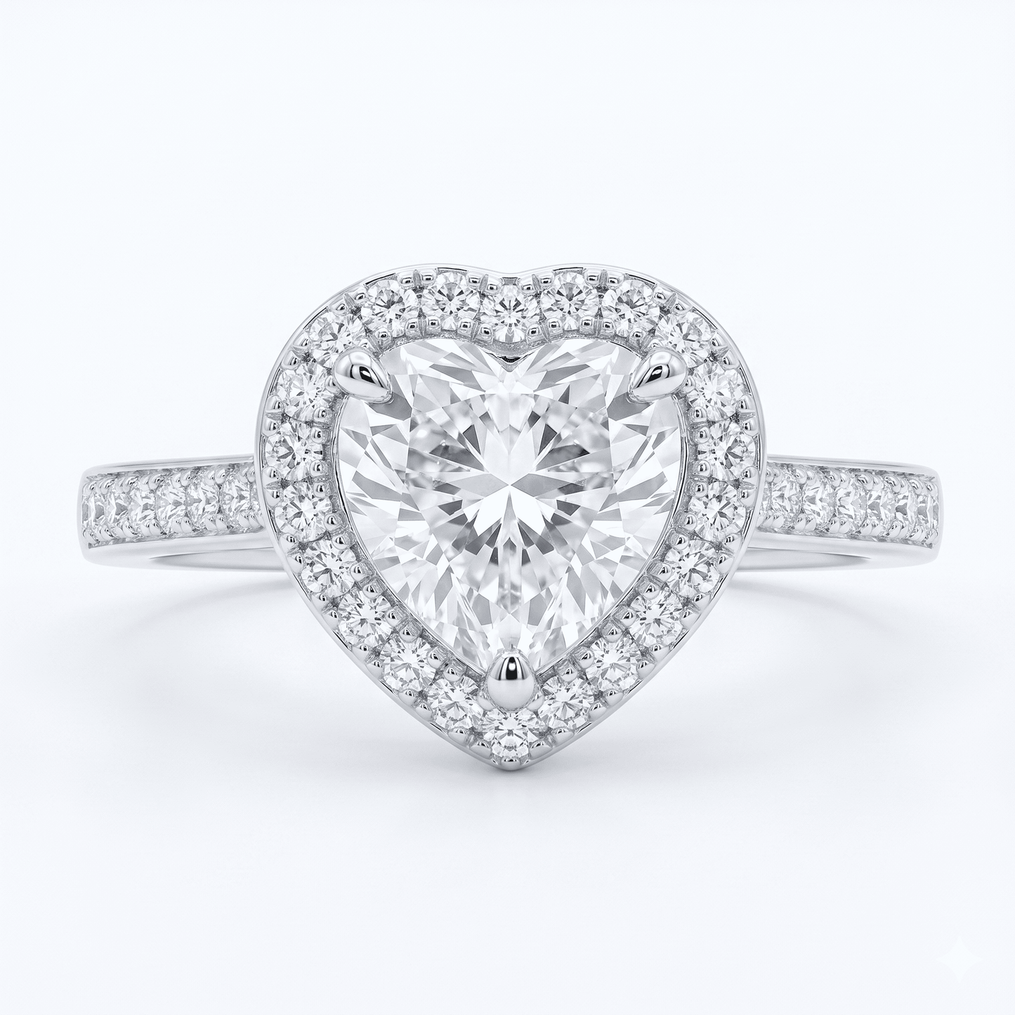 Iced Out 1.52CT Moissanite Heart Halo Ring in Premium Sterling Silver