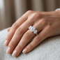 Iced Out 3.15ct Moissanite Oval Cut Three Stone Ring in Premium Sterling Silver