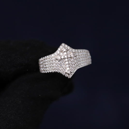 Iced Out 3.15CT Moissanite Cross Ring in Premium Sterling Silver