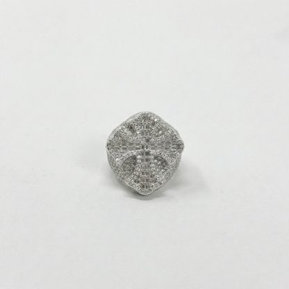 Iced Out 6.28CT Moissanite Flared Baguette Cross Ring in Premium Sterling Silver