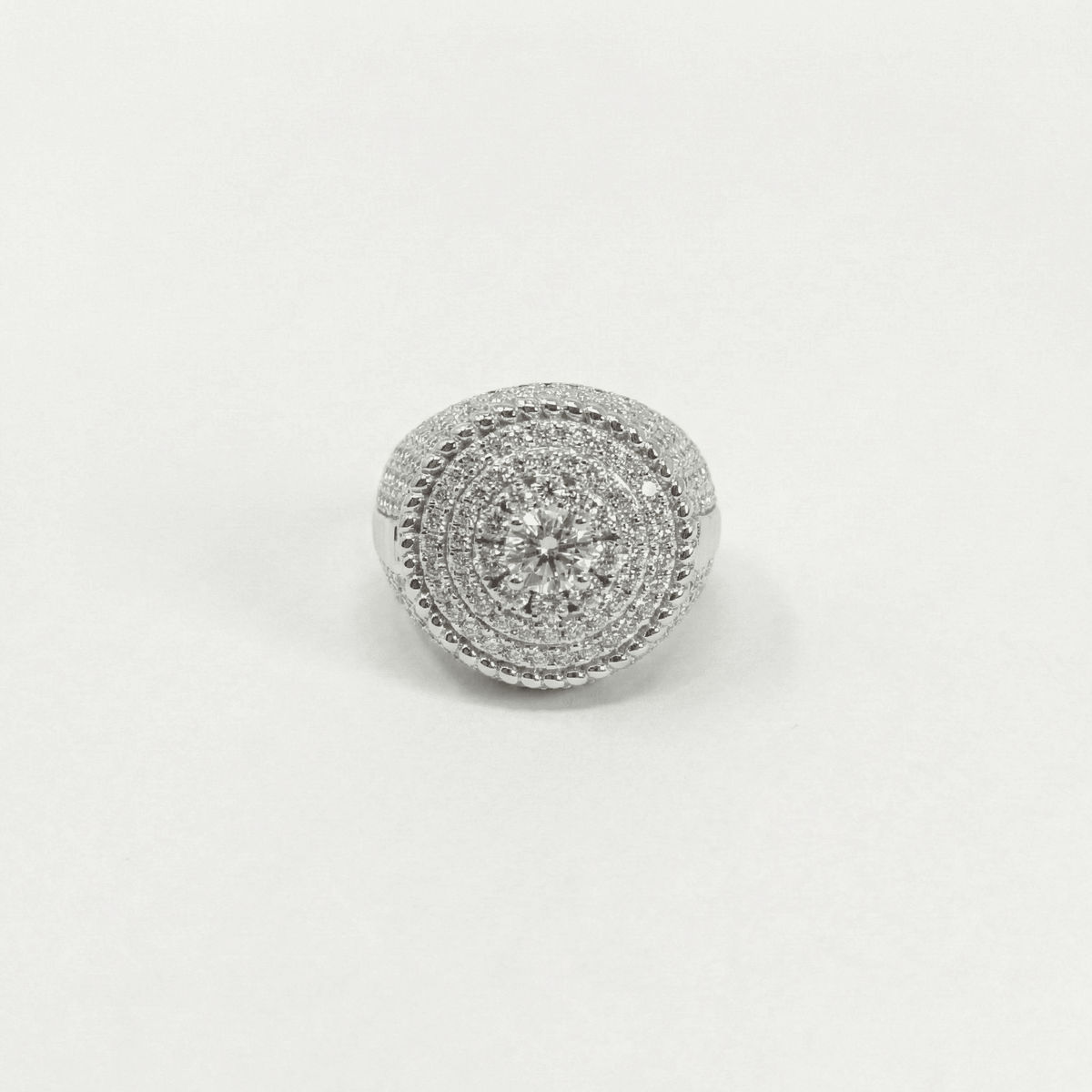 Iced Out 4.36CT Moissanite Round Cluster Halo Ring in Premium Sterling Silver