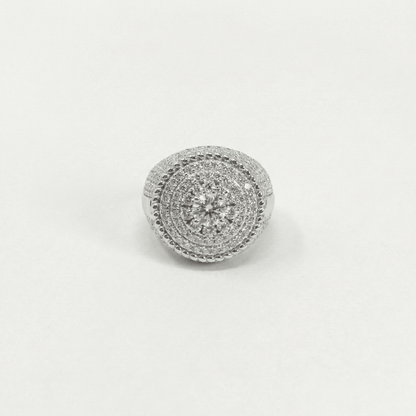 Iced Out 4.36CT Moissanite Round Cluster Halo Ring in Premium Sterling Silver