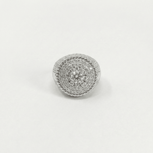Iced Out 4.36CT Moissanite Round Cluster Halo Ring in Premium Sterling Silver