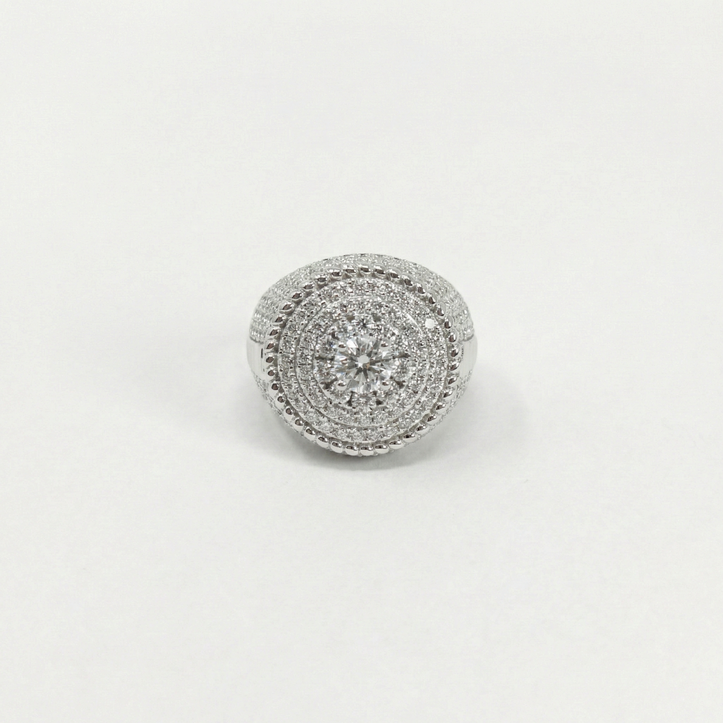 Iced Out 4.36CT Moissanite Round Cluster Halo Ring in Premium Sterling Silver