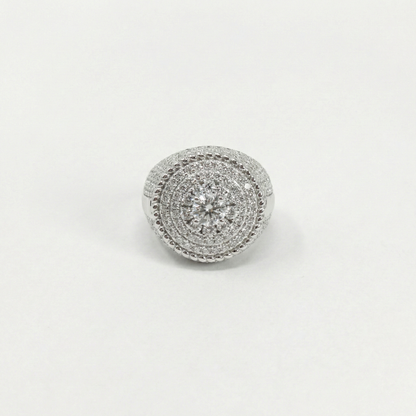 Iced Out 4.36CT Moissanite Round Cluster Halo Ring in Premium Sterling Silver