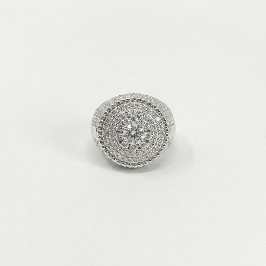 Iced Out 4.36CT Moissanite Round Cluster Halo Ring in Premium Sterling Silver