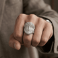 Iced Out 4.6CT Moissanite Jesus Head Ring in Premium Sterling Silver