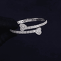 Iced Out 4.36CT Moissanite Baguette Heart Open Cuff Bangle in Premium Sterling Silver