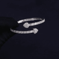 Iced Out 3.26CT Moissanite Baguette Heart Open Cuff Bangle in Premium Sterling Silver