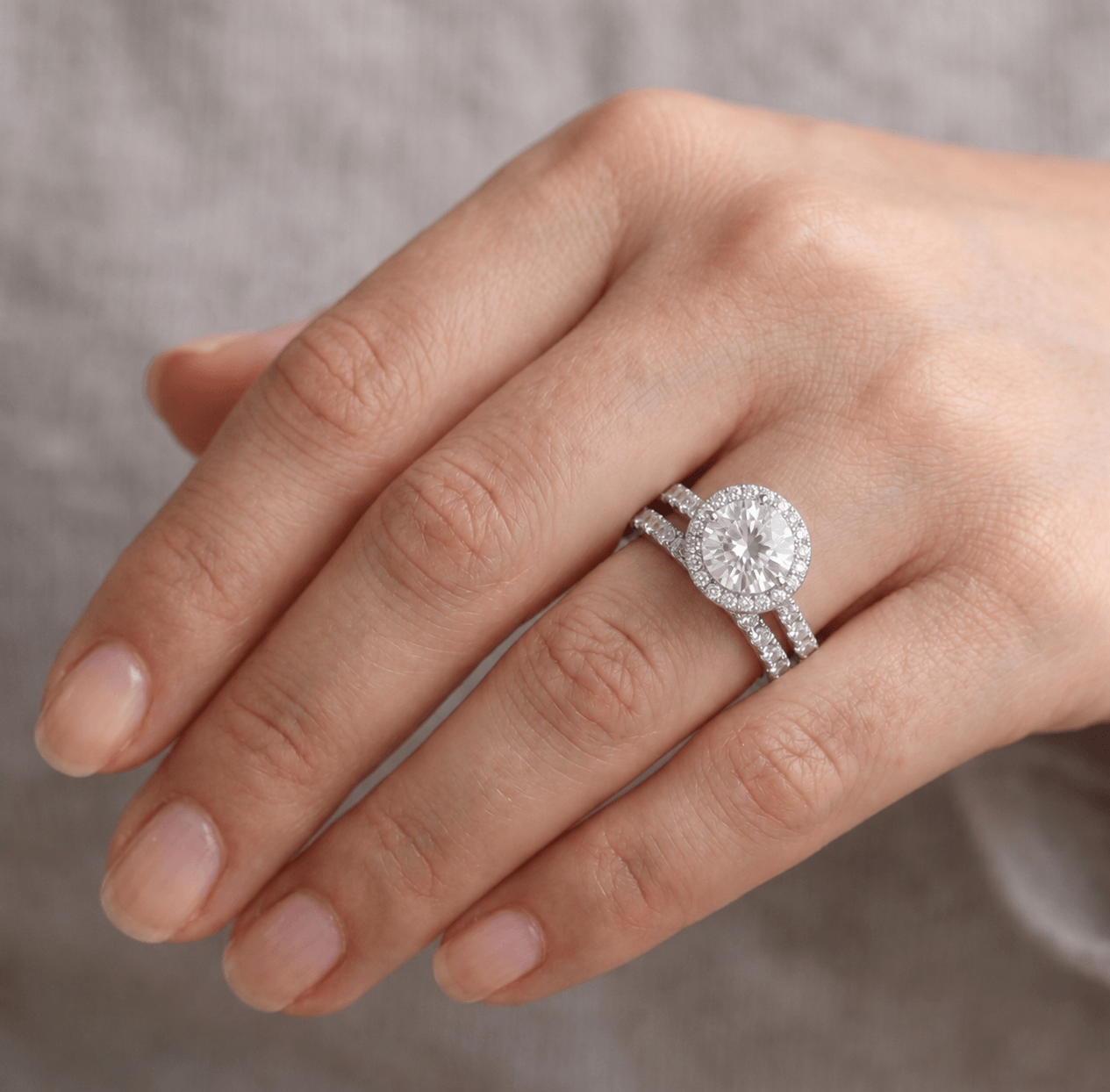Iced Out 2 Piece 5.63ct Moissanite Round Halo Ring Set in Premium Sterling Silver