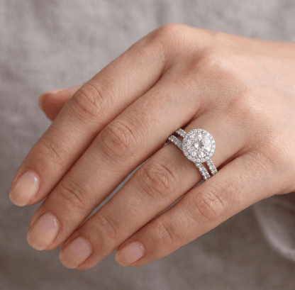 Iced Out 2 Piece 5.63ct Moissanite Round Halo Ring Set in Premium Sterling Silver