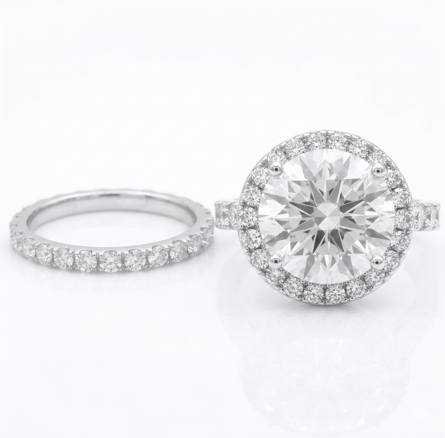 Iced Out 2 Piece 5.63ct Moissanite Round Halo Ring Set in Premium Sterling Silver