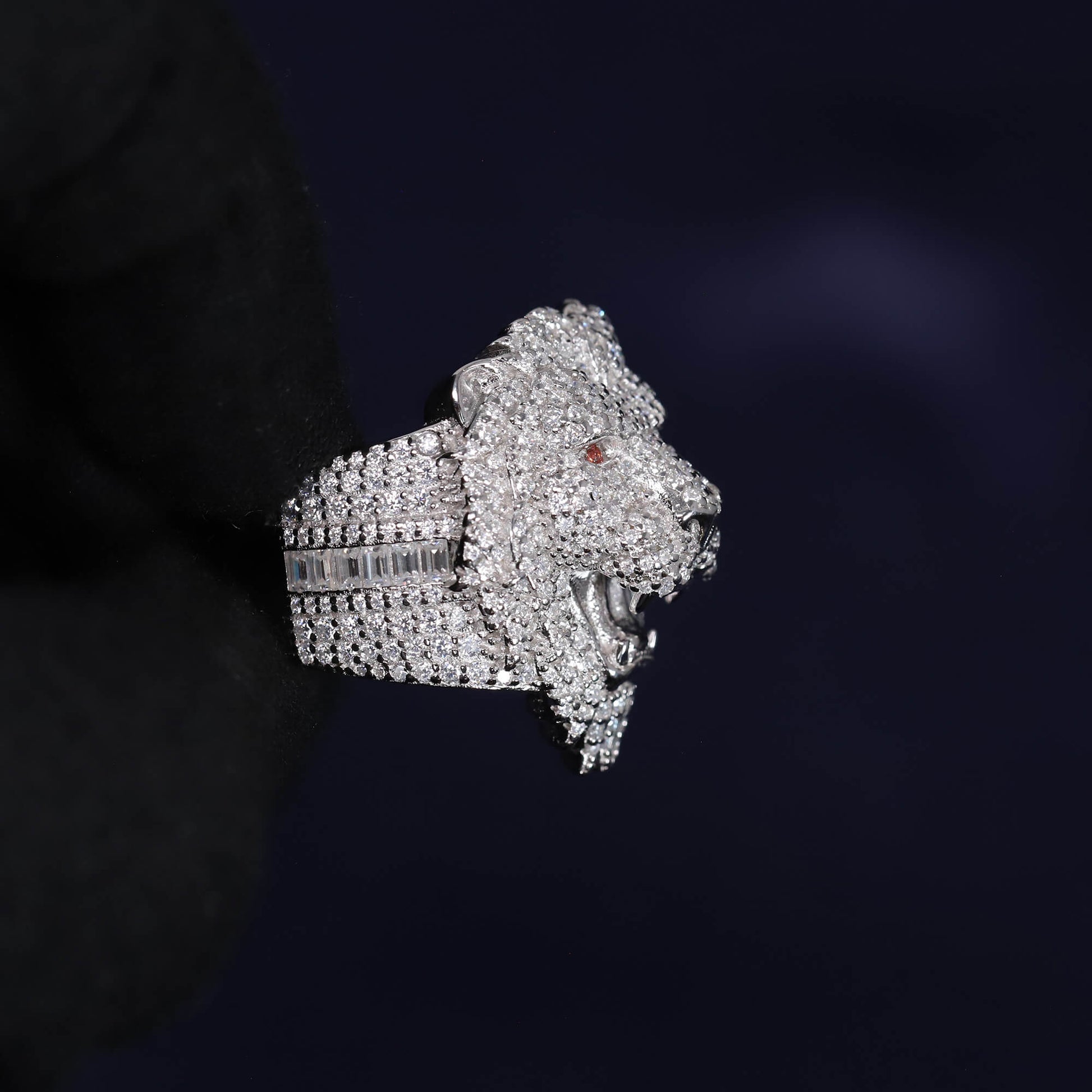 Luxury diamond ring on a dark background
