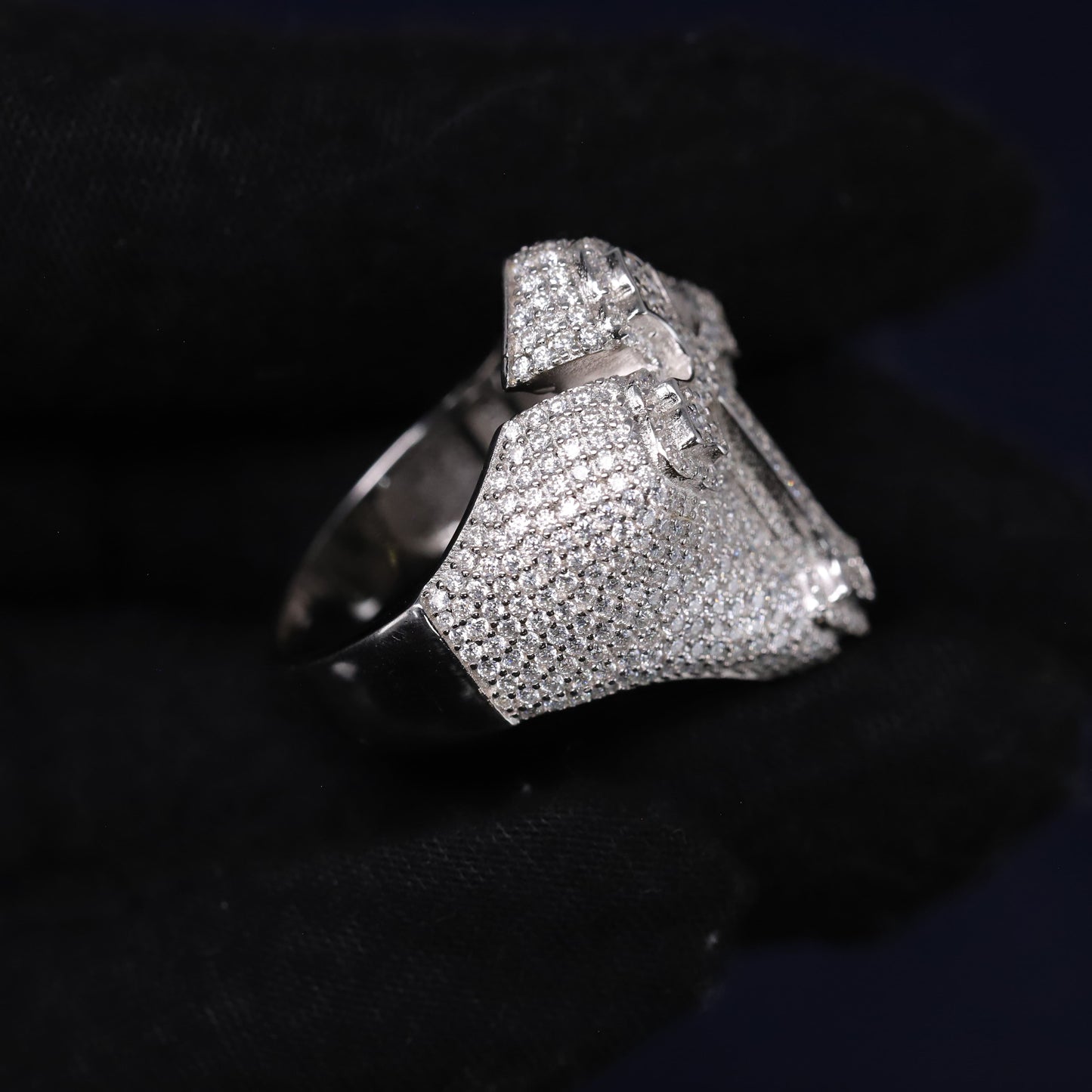 Iced Out 3.15CT Moissanite Statement Cross Ring in Premium Sterling Silver