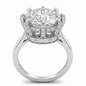 Iced Out 4.23CT Moissanite Round & Baguette Cut Crown Halo Ring