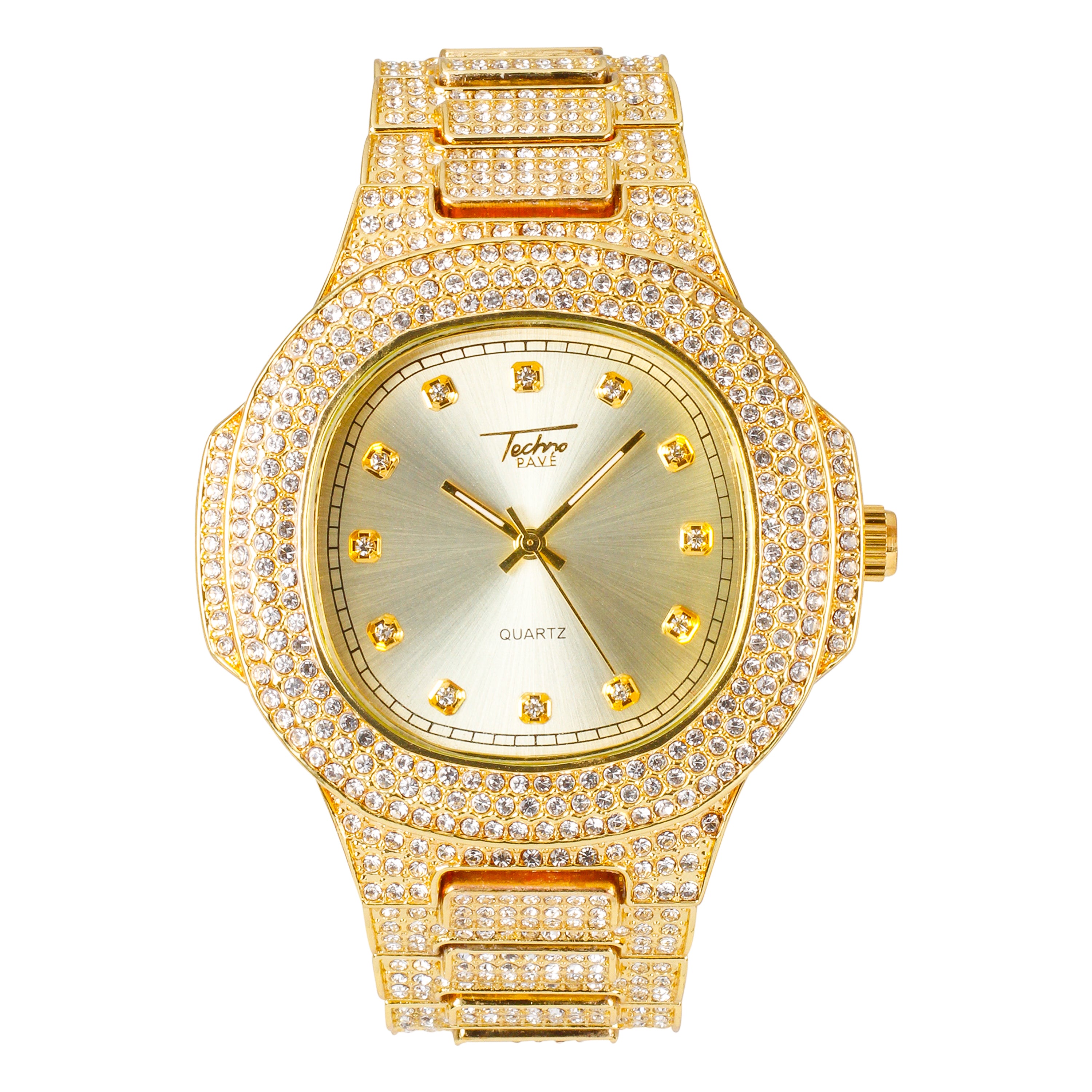 Men's Square Iced Out Watch 50mm Gold
